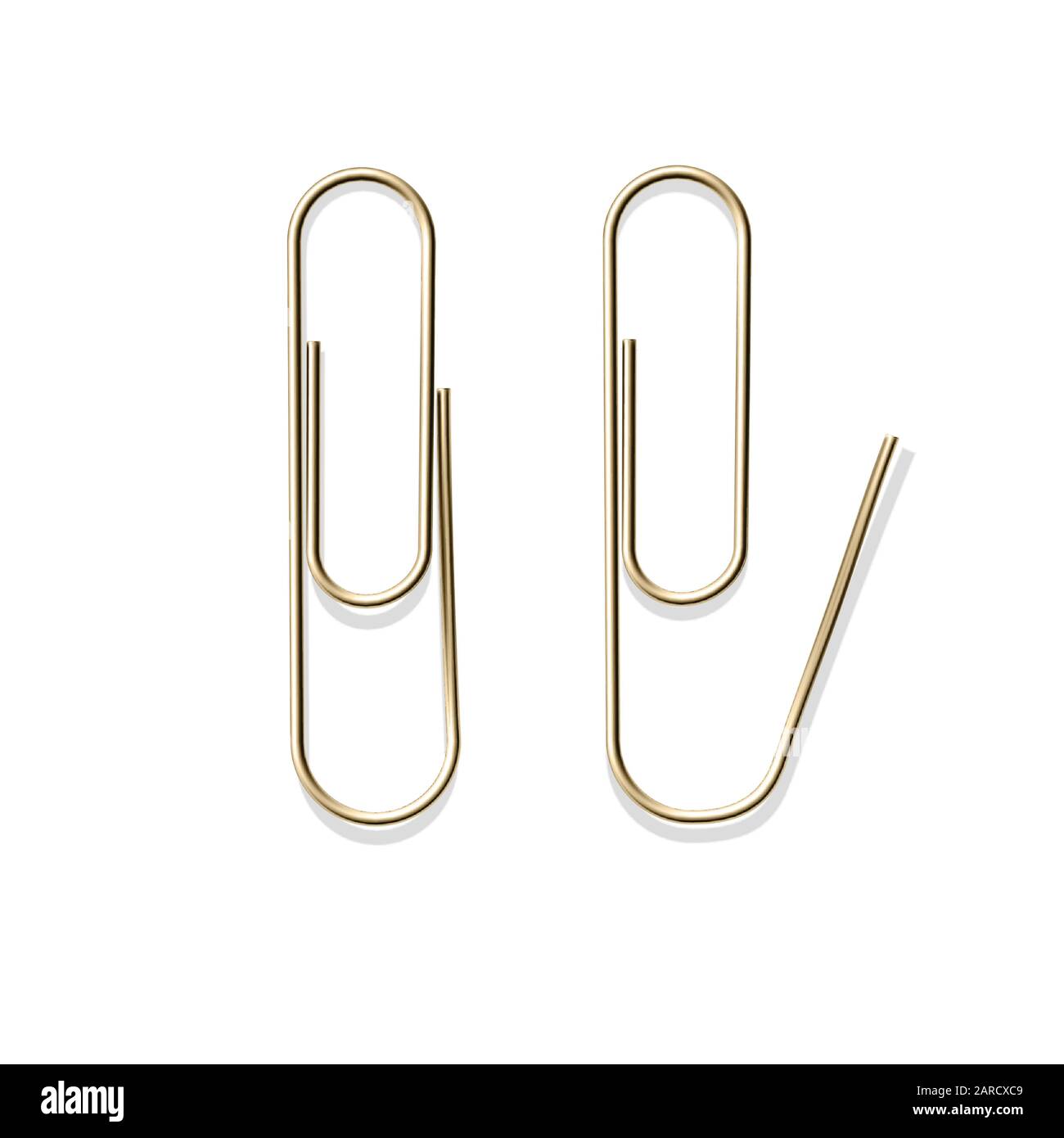 Realistic metal paper clips set. Vector set. Stationery paperclip accessory  for holding several sheets of paper togethe Stock Vector Image & Art - Alamy