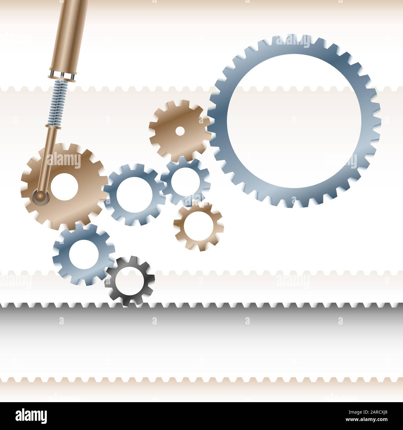 Gear wheels the transmission gear rotate and move the conveyor belt; Business concept of teamwork cohesive organized team; Vector background EPS10 Stock Vector