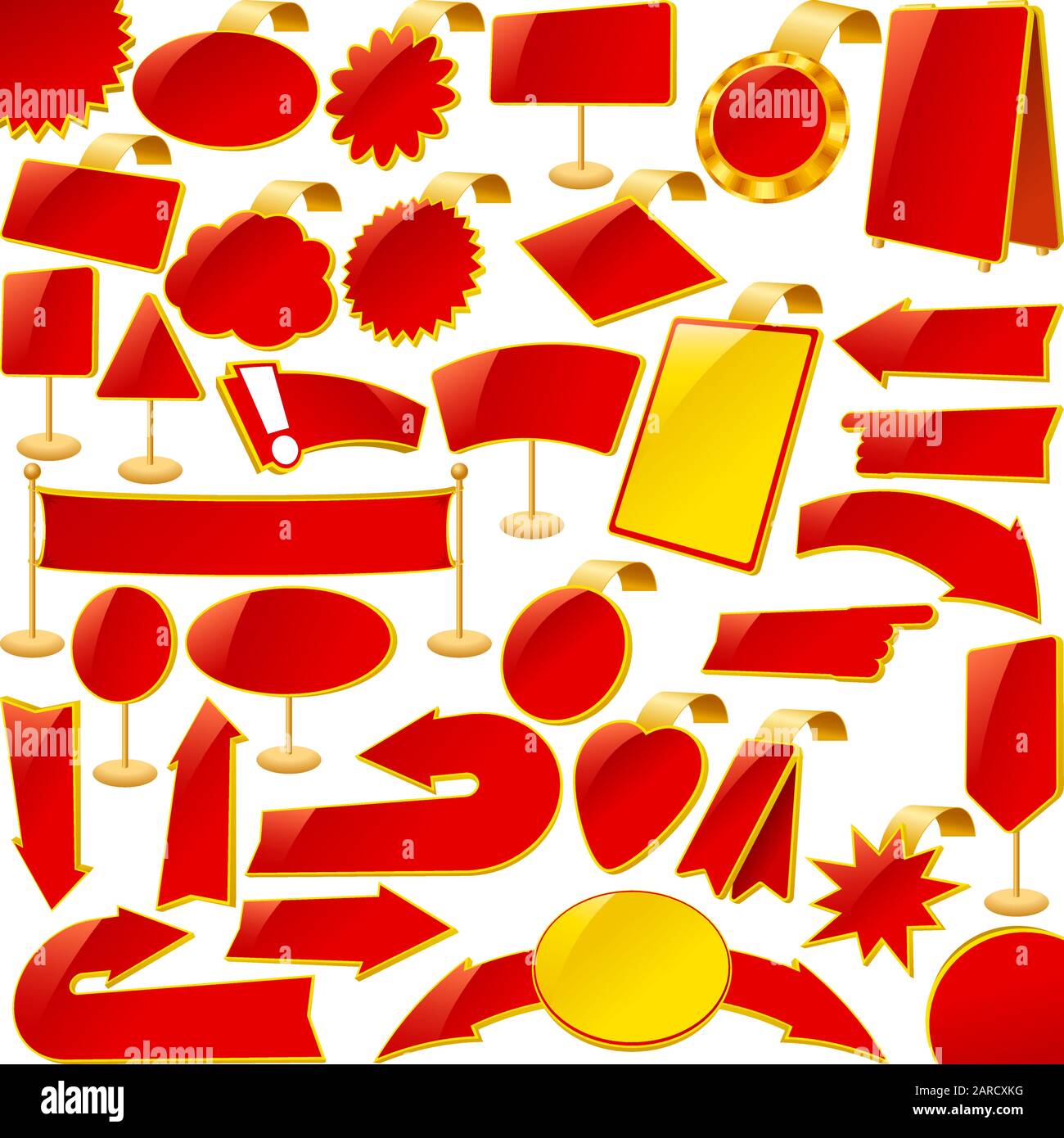 Set of icon sign from labels, badges, banners, tablets, stands ...