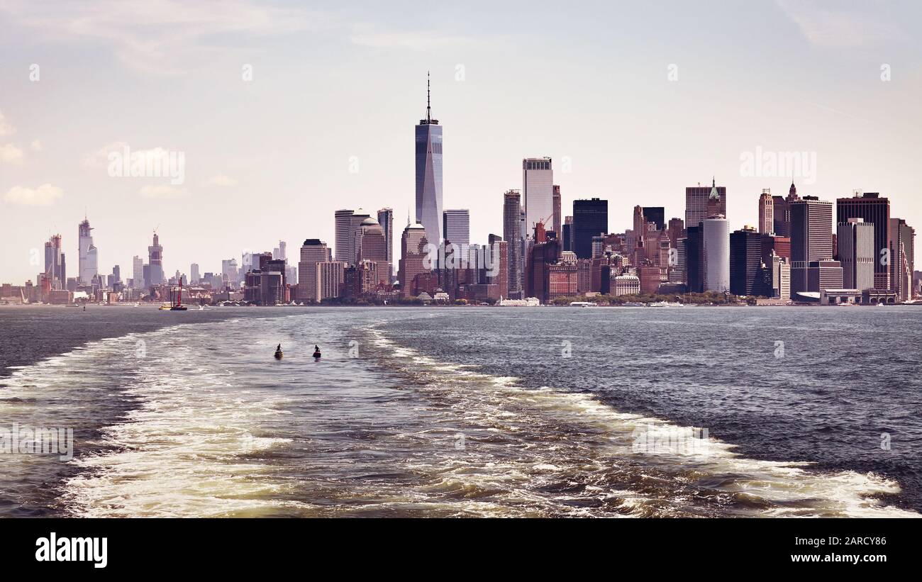 Color toned panoramic view of Manhattan skyline, New York City, USA. Stock Photo