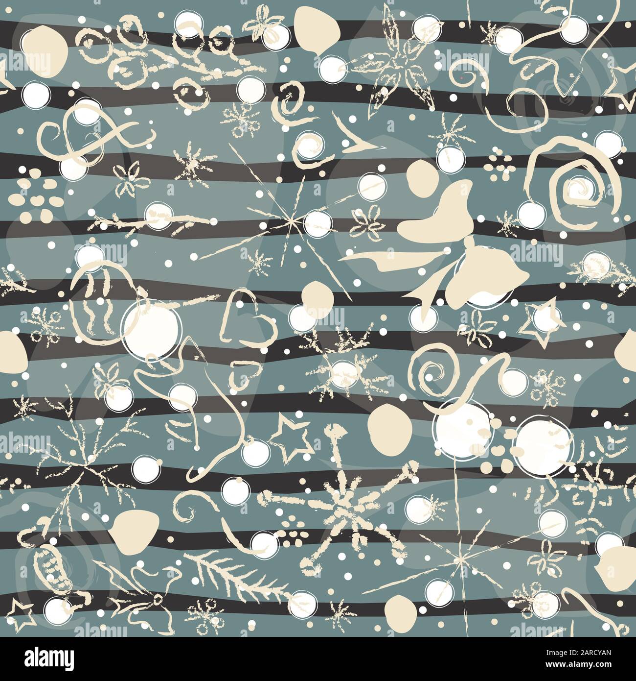 Seamless Winter Pattern with doodles. Vector Illustration Stock Vector