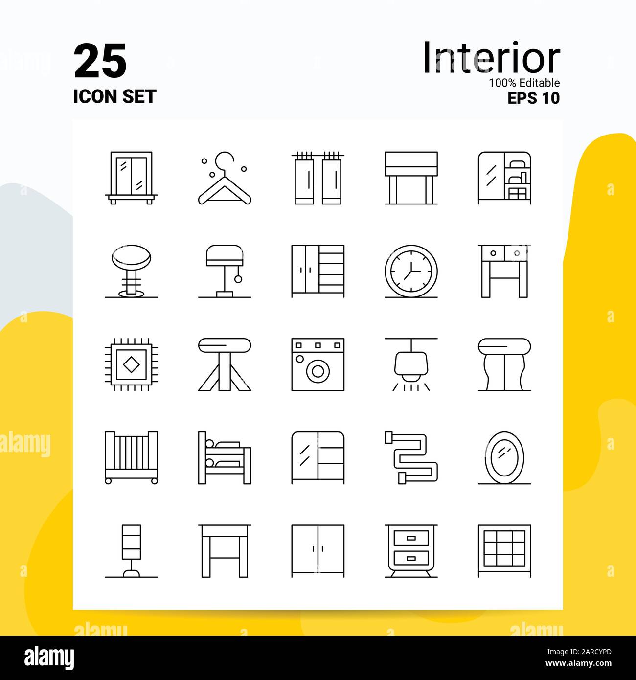 25 Interior Icon Set 100 Editable Eps 10 Files Business Logo Concept Ideas Line Icon Design Stock Vector Image Art Alamy