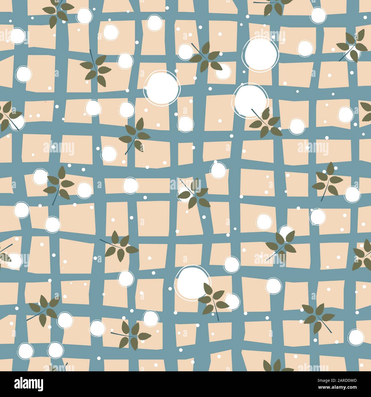 Seamless pattern with leaves on blue background. Vector Illustration Stock Vector