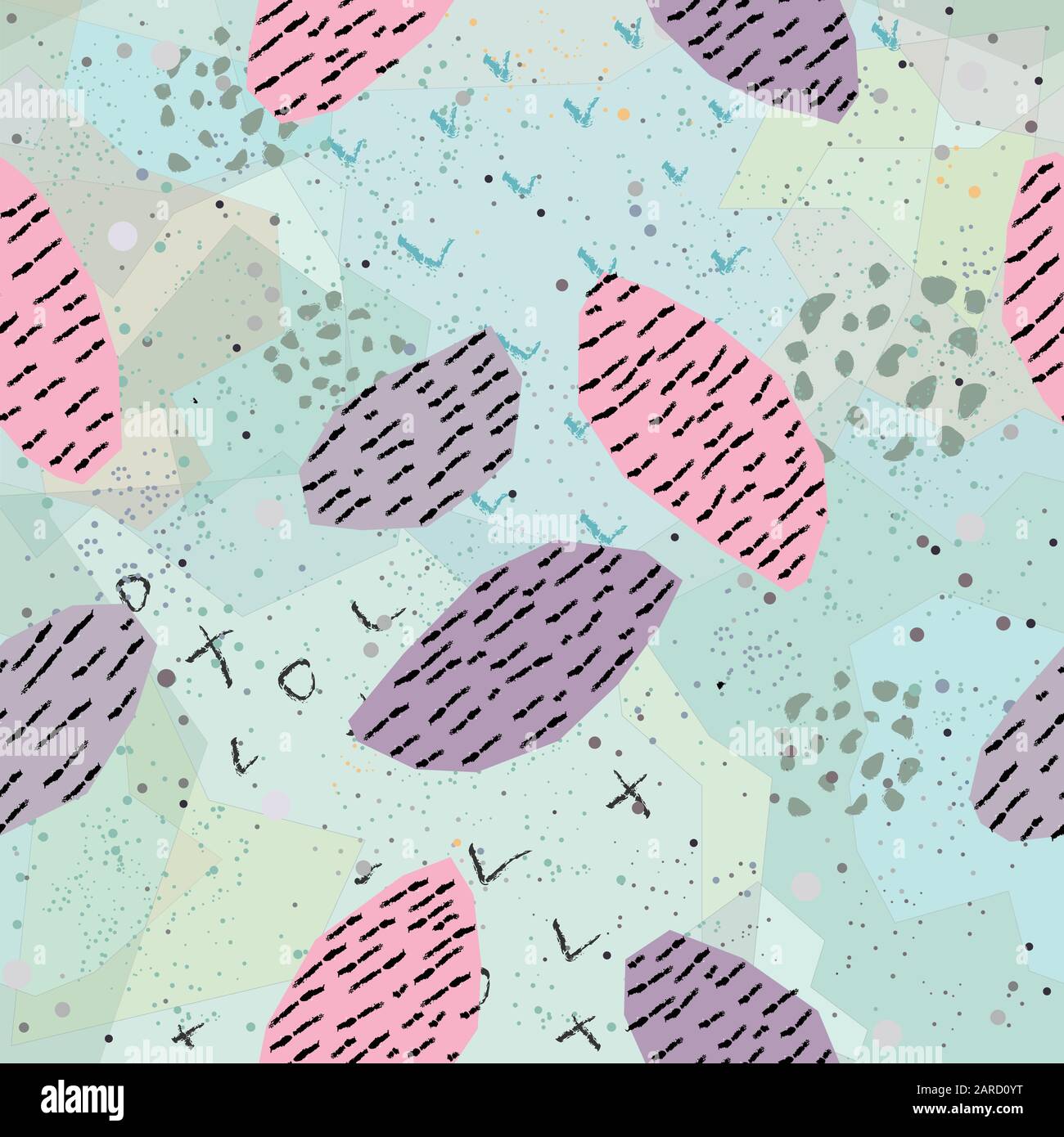 Hand Drawn Geometric Seamless Pattern on white with dots. Vector ...