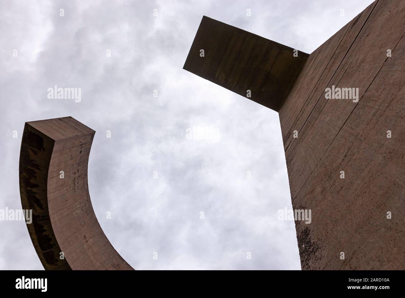 Elogio del Horizonte,  sea-facing concrete sculpture by Basque artist Eduardo Chillida, Gijon, Asturias, Spain Stock Photo