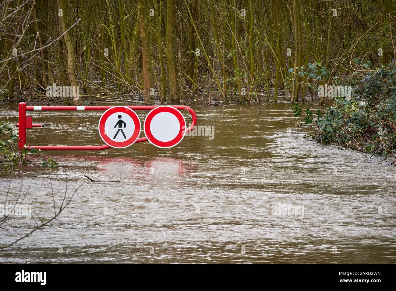 Rur River Flood In Ratheim ,Germany Stock Photo