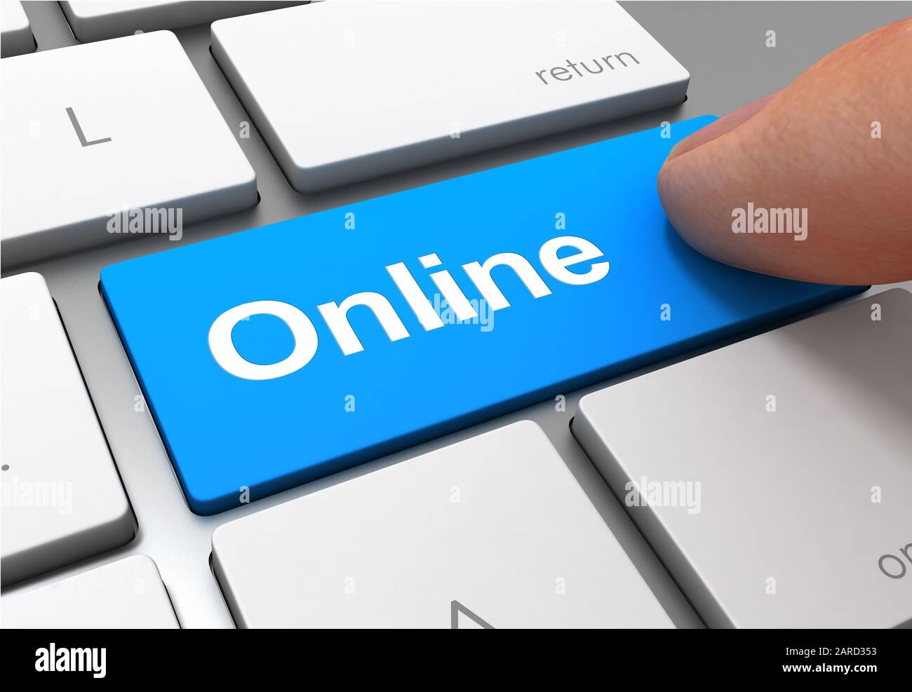 online push button concept 3d illustration isolated Stock Photo - Alamy