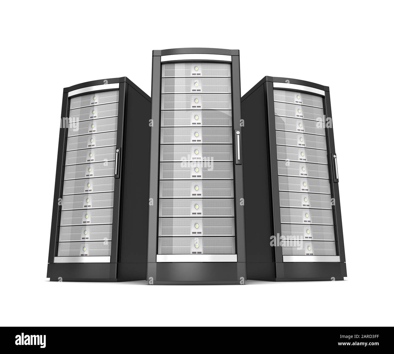 network workstation servers 3d illustration isolated on white