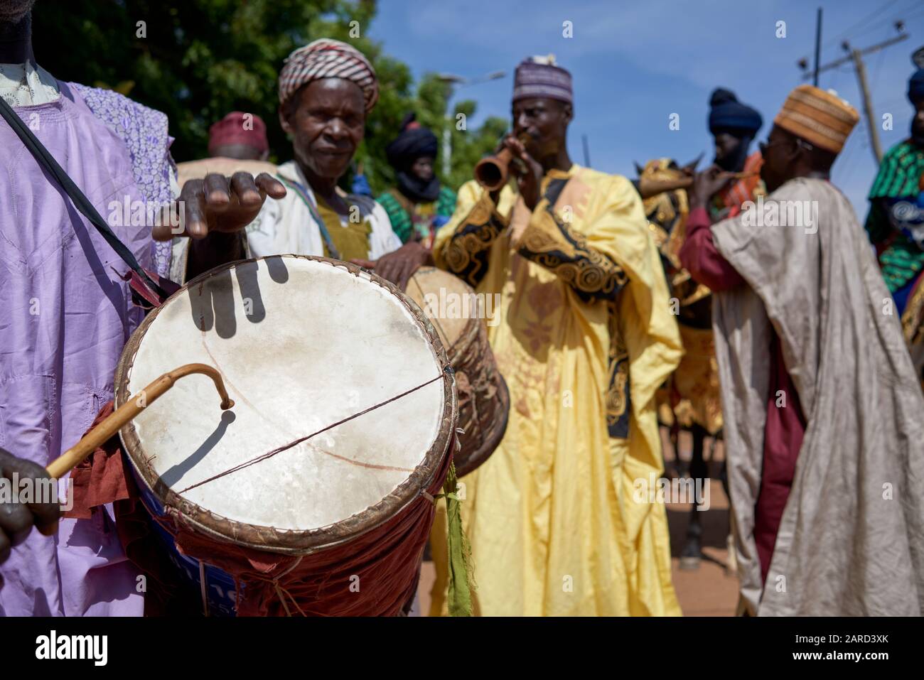 Musicians playing traditional Nigerian instruments during the