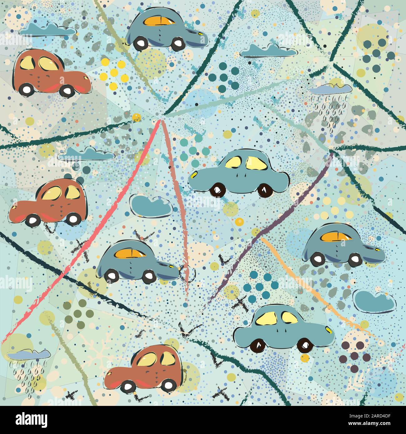 Colorful cartoon cars seamless pattern hi-res stock photography and ...
