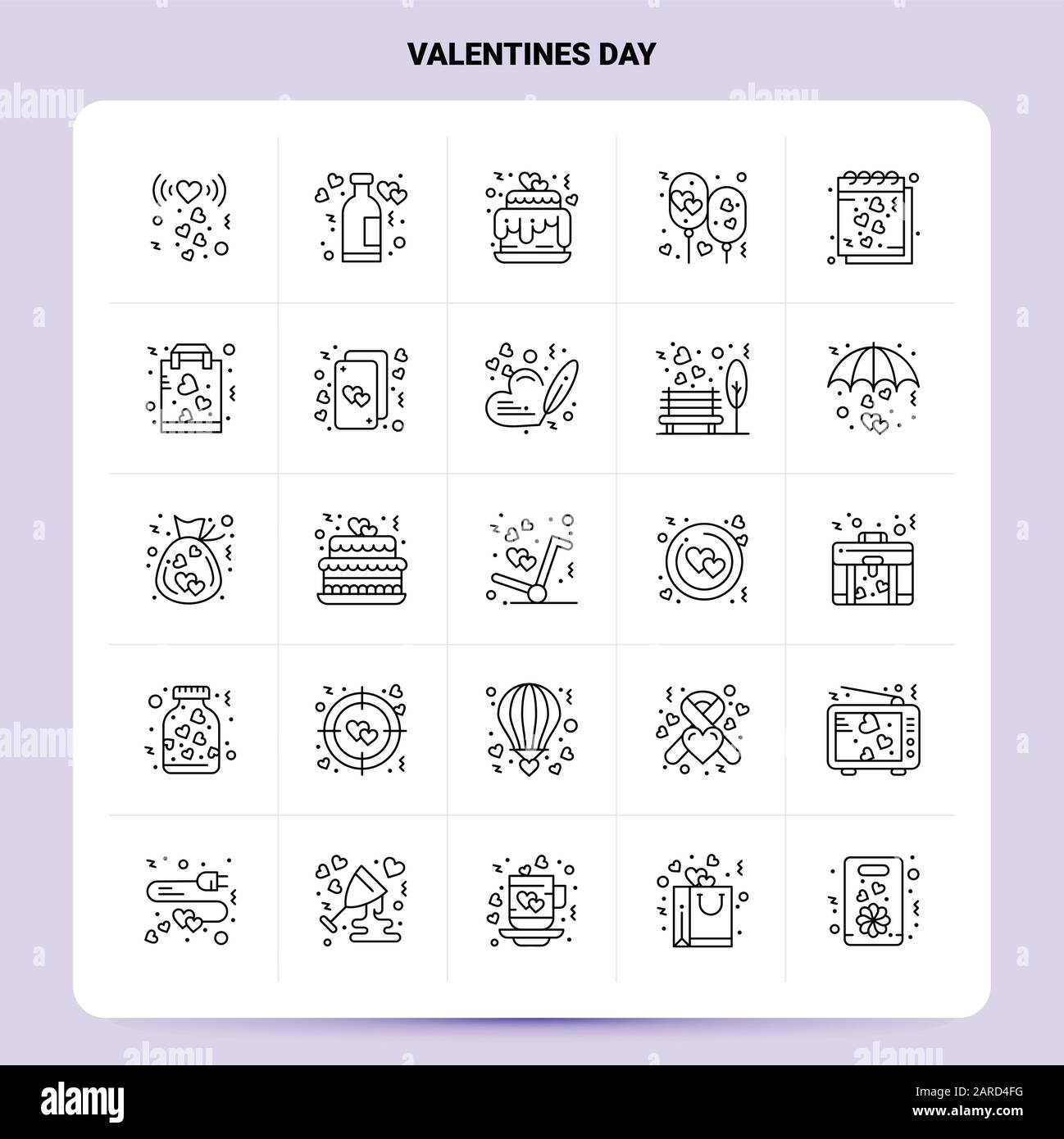 OutLine 25 Valentines Day Icon set. Vector Line Style Design Black ...