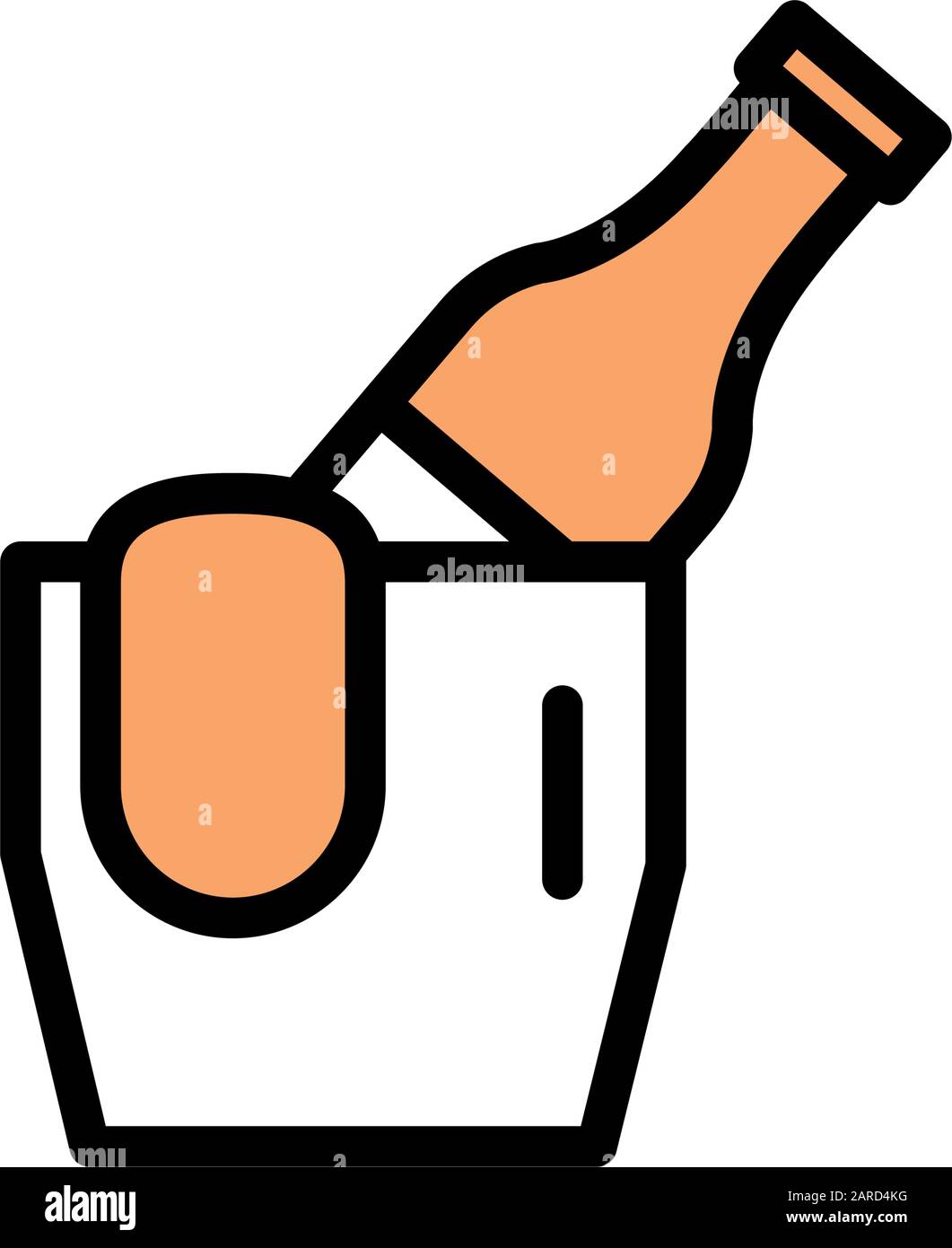 wine bottle in ice bucket icon Stock Vector