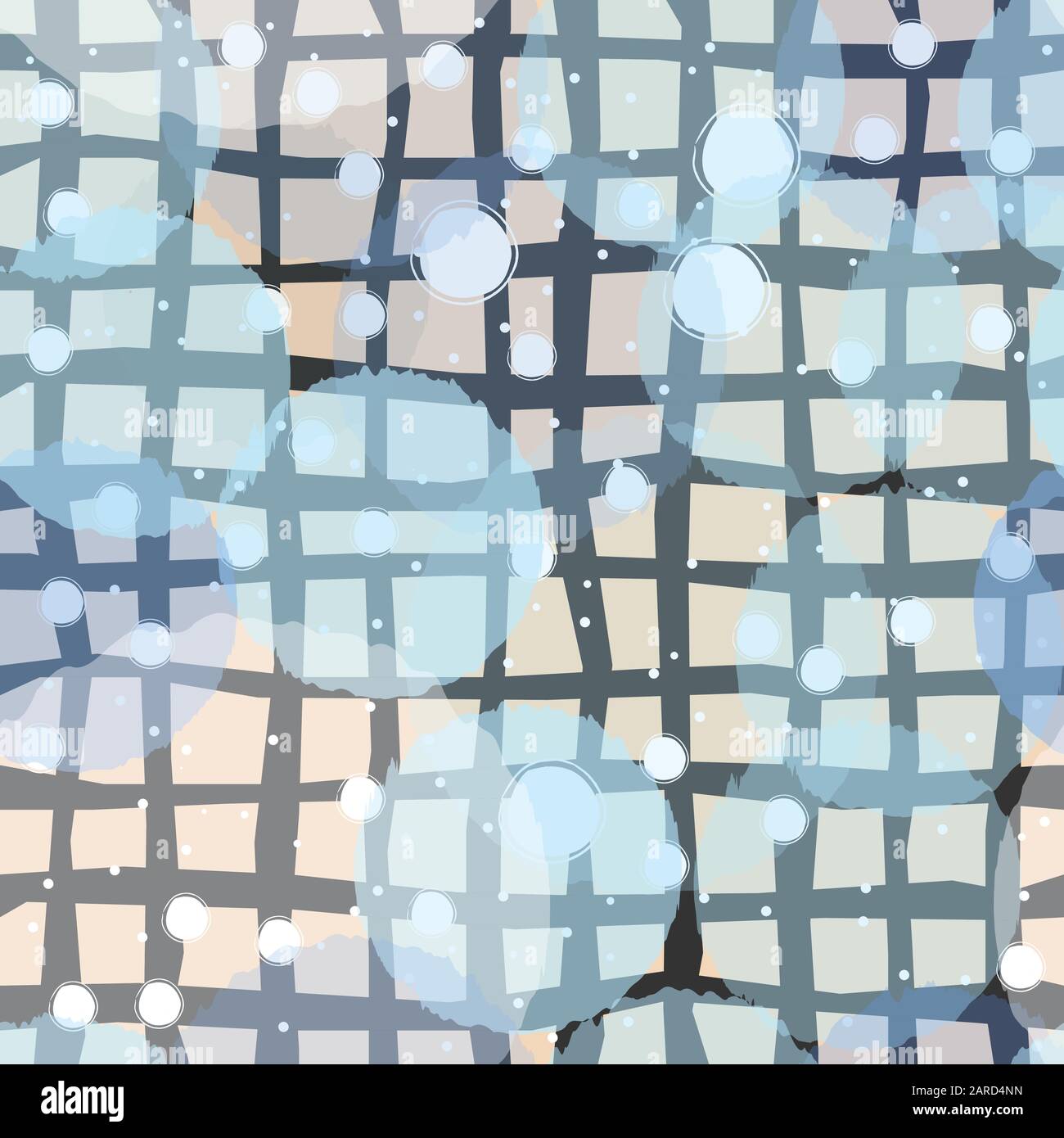 Seamless pattern with funny subtle transparent balls on beige background. Beautiful backdrop. Vector Illustration Stock Vector