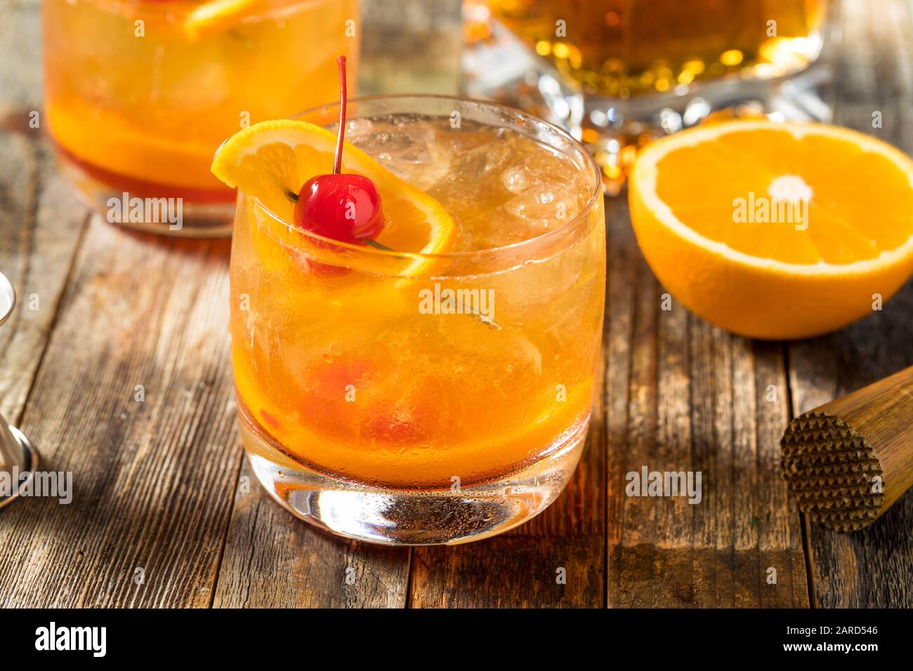 Homemade Wisconsin Brandy Old Fashioned Cocktail with Cherry and Orange