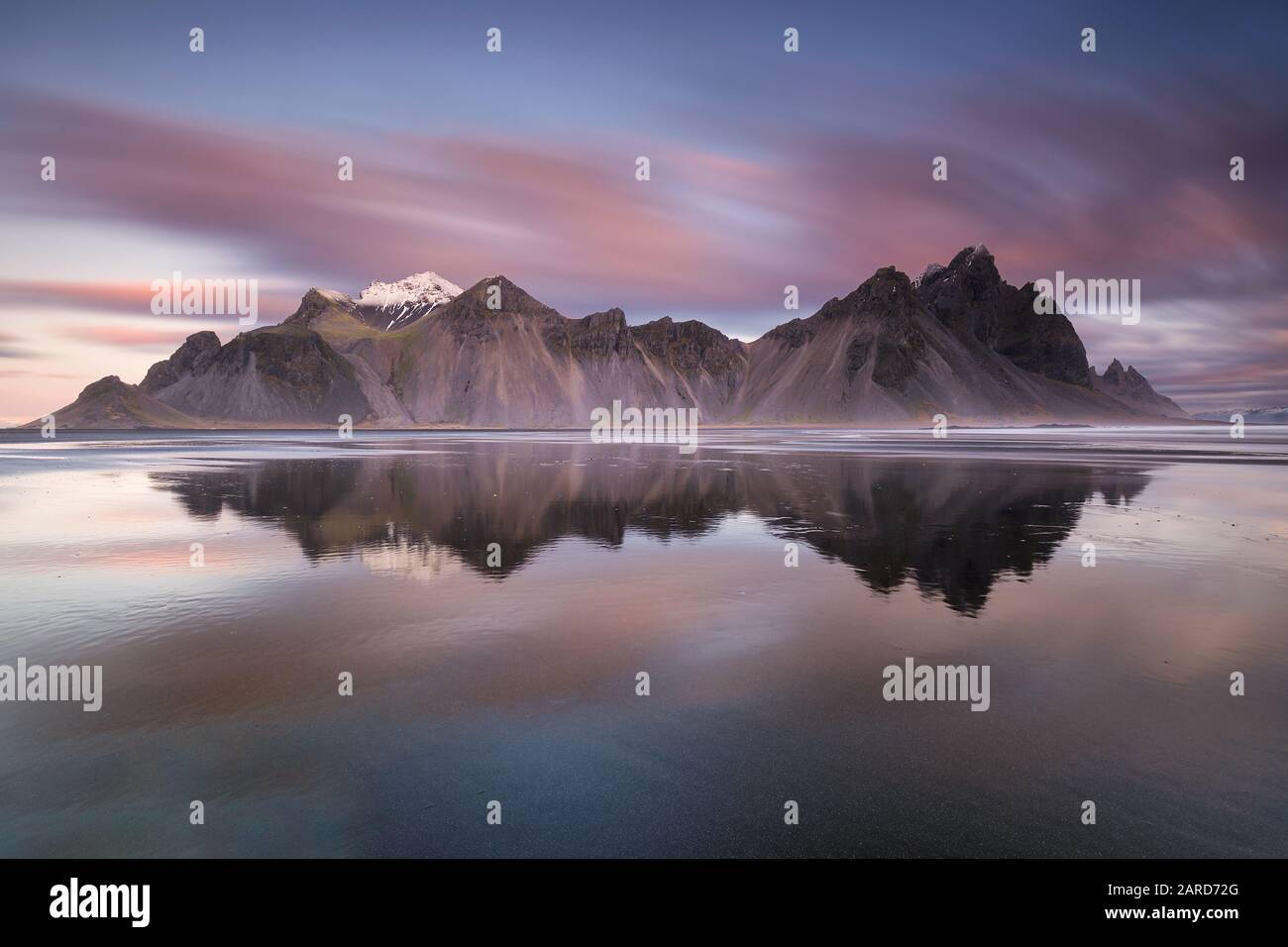 Stokksnes beach at Vestrahorn mountains in Hofn, Iceland Stock Photo