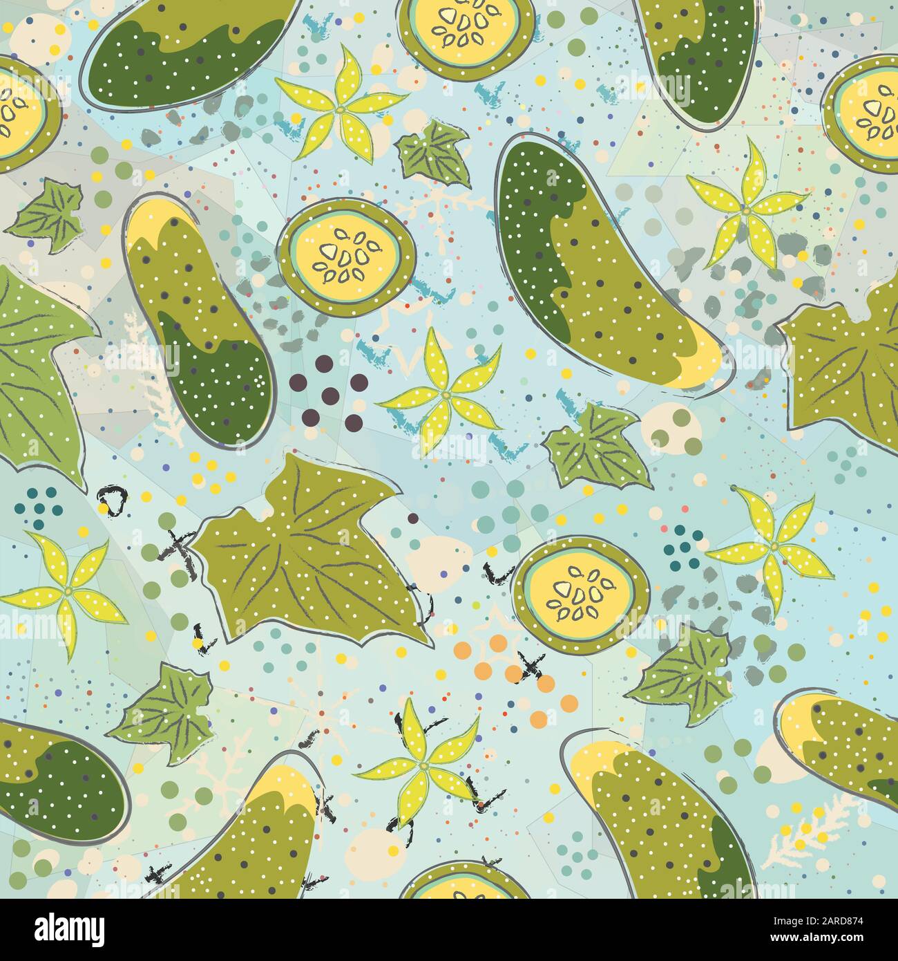 Seamless Pattern with Cute Cucumbers. Scandinavian Style. Stock Vector