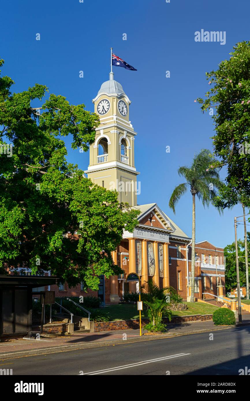 Maryborough Town Hall and Clock Tower, Maryborough Queensland Stock Photo
