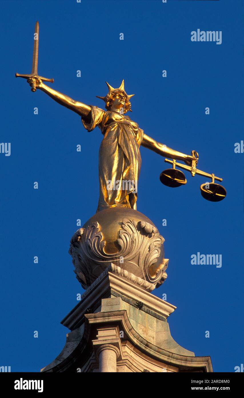 Statue of Justice, Old Bailey London Stock Photo