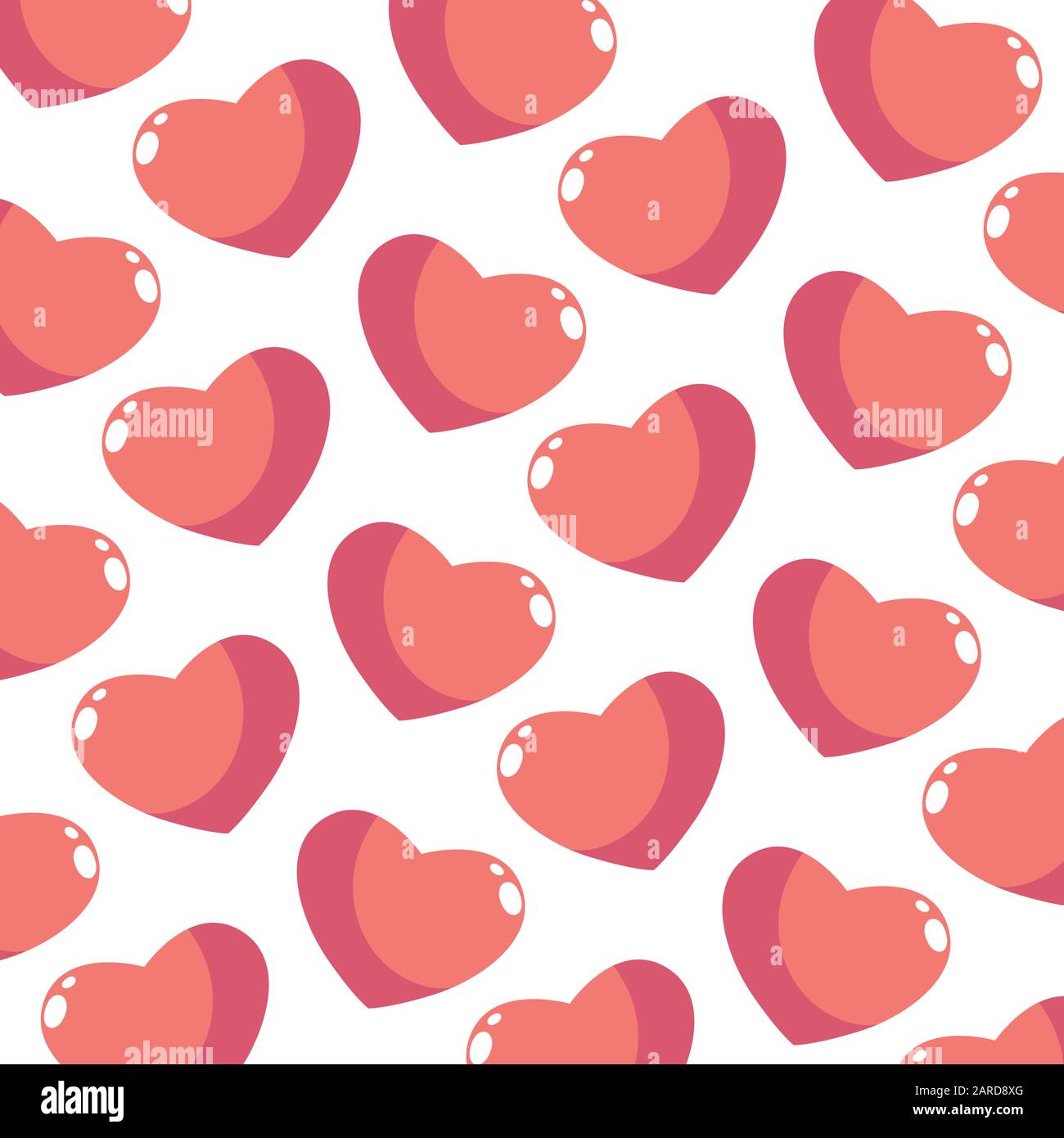 pattern of hearts red on white background vector illustration design ...