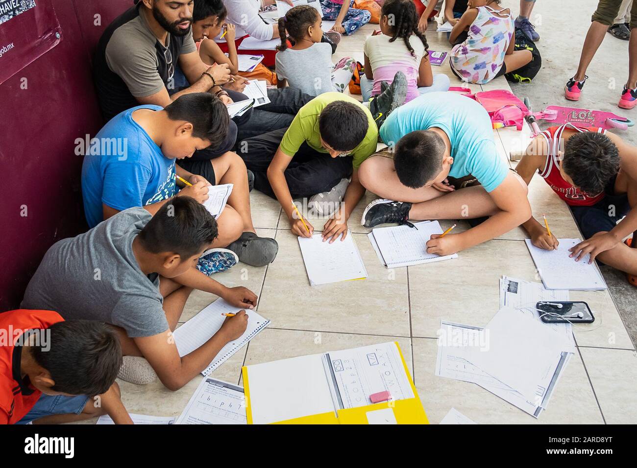 Children seeking asylum who are living in a tent city in Matamoros