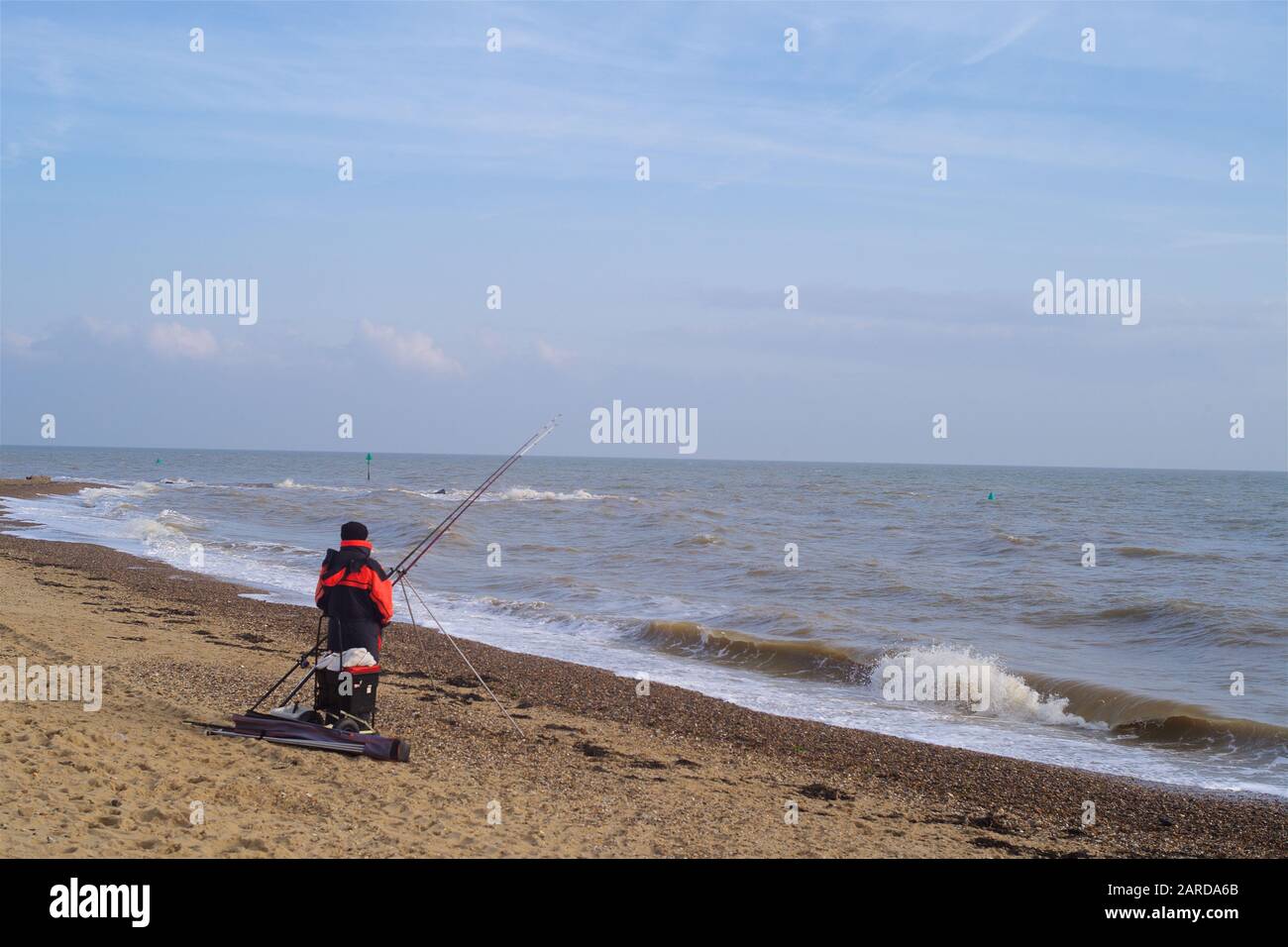Beach casting at Holland on Sea Stock Photo Alamy