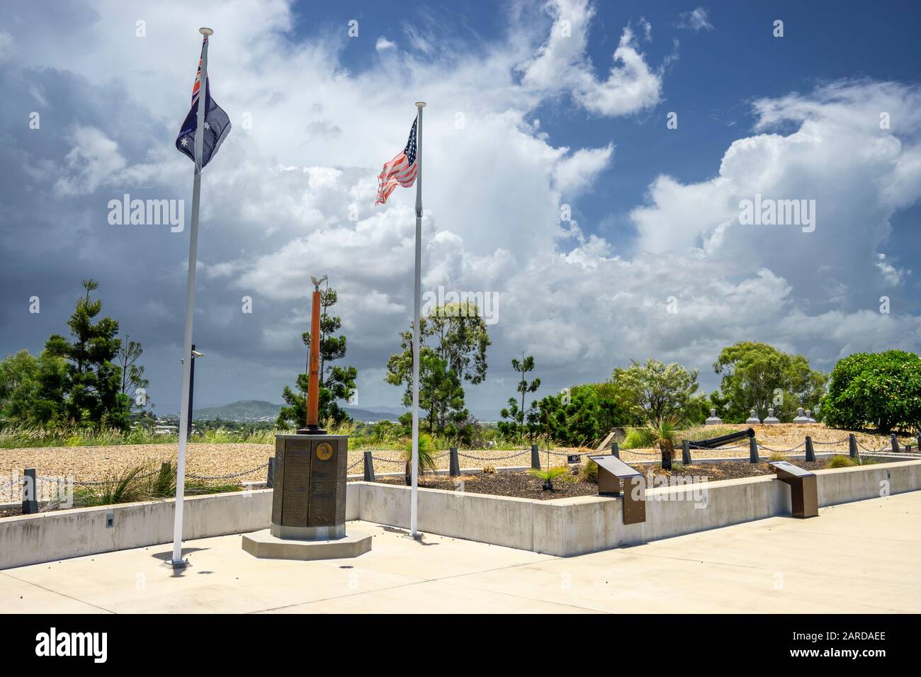 United States 5th Air Force Memorial at Kissing Point Fort, Townsville, Queensland, Australia Stock Photo