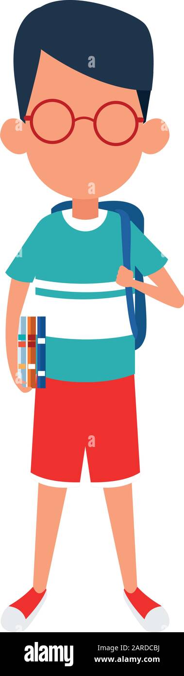 cartoon boy standing with school backpack Stock Vector Image & Art - Alamy