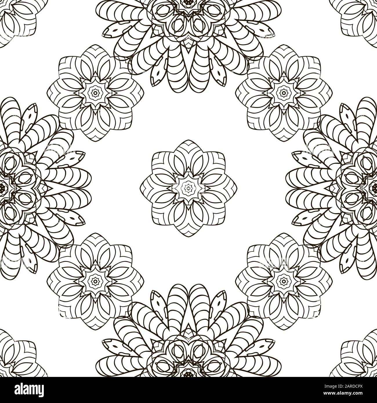 Doodle seamless image. Mandala, circular patterns. Hand drawing Stock