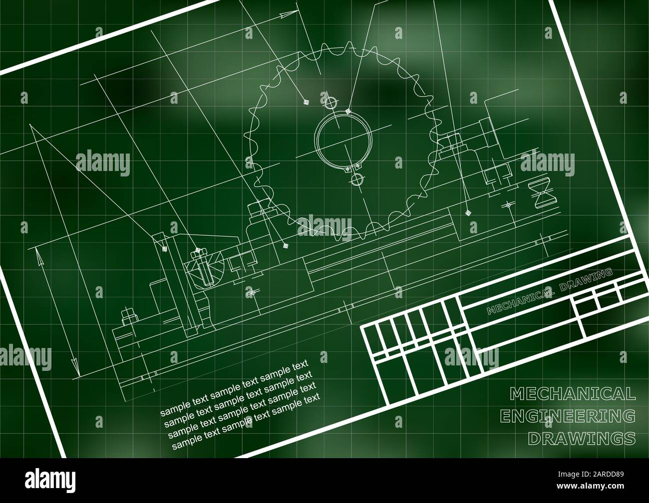 Mechanical drawings on a white background. Engineering illustration ...