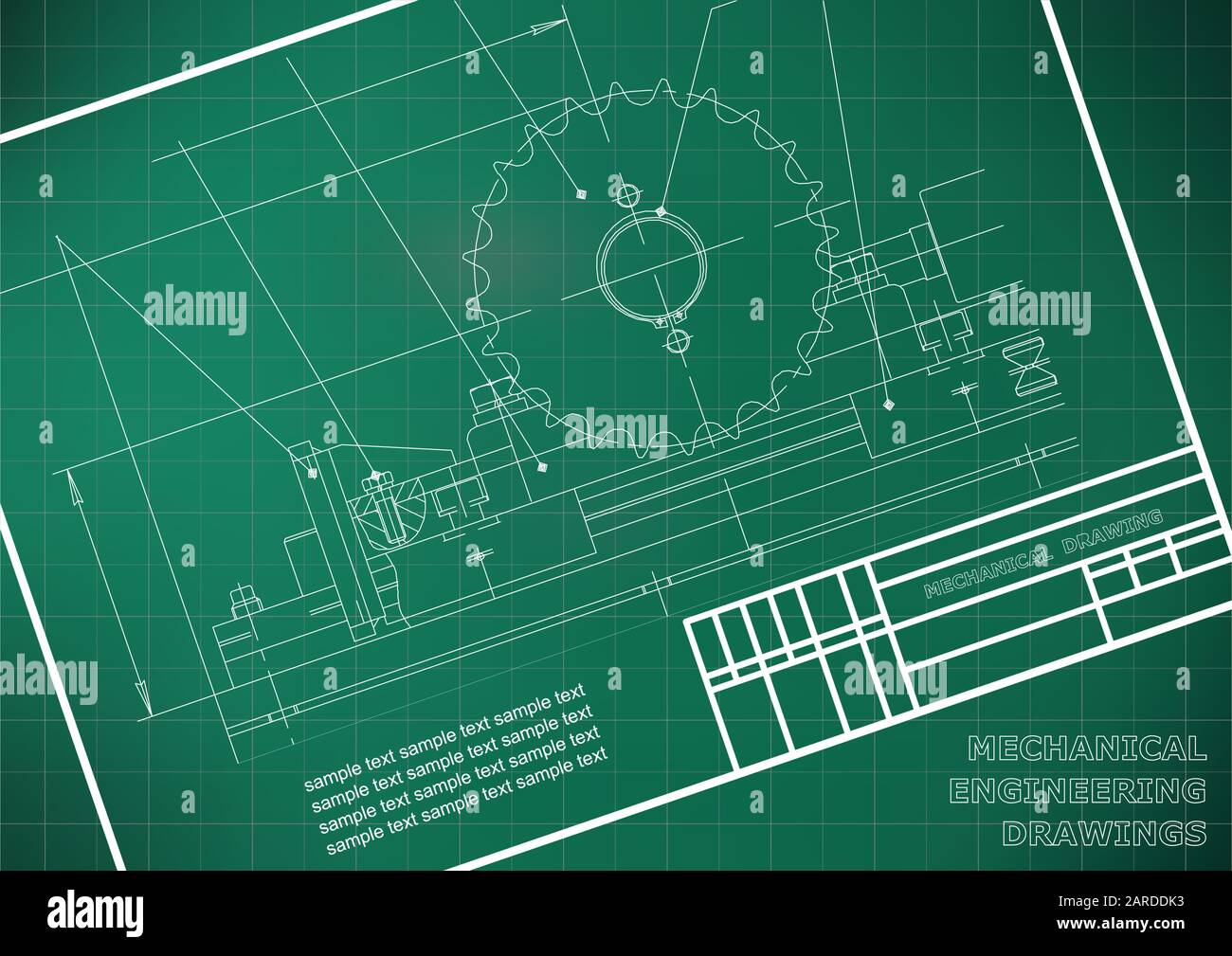 Mechanical drawings on a white background. Engineering illustration ...