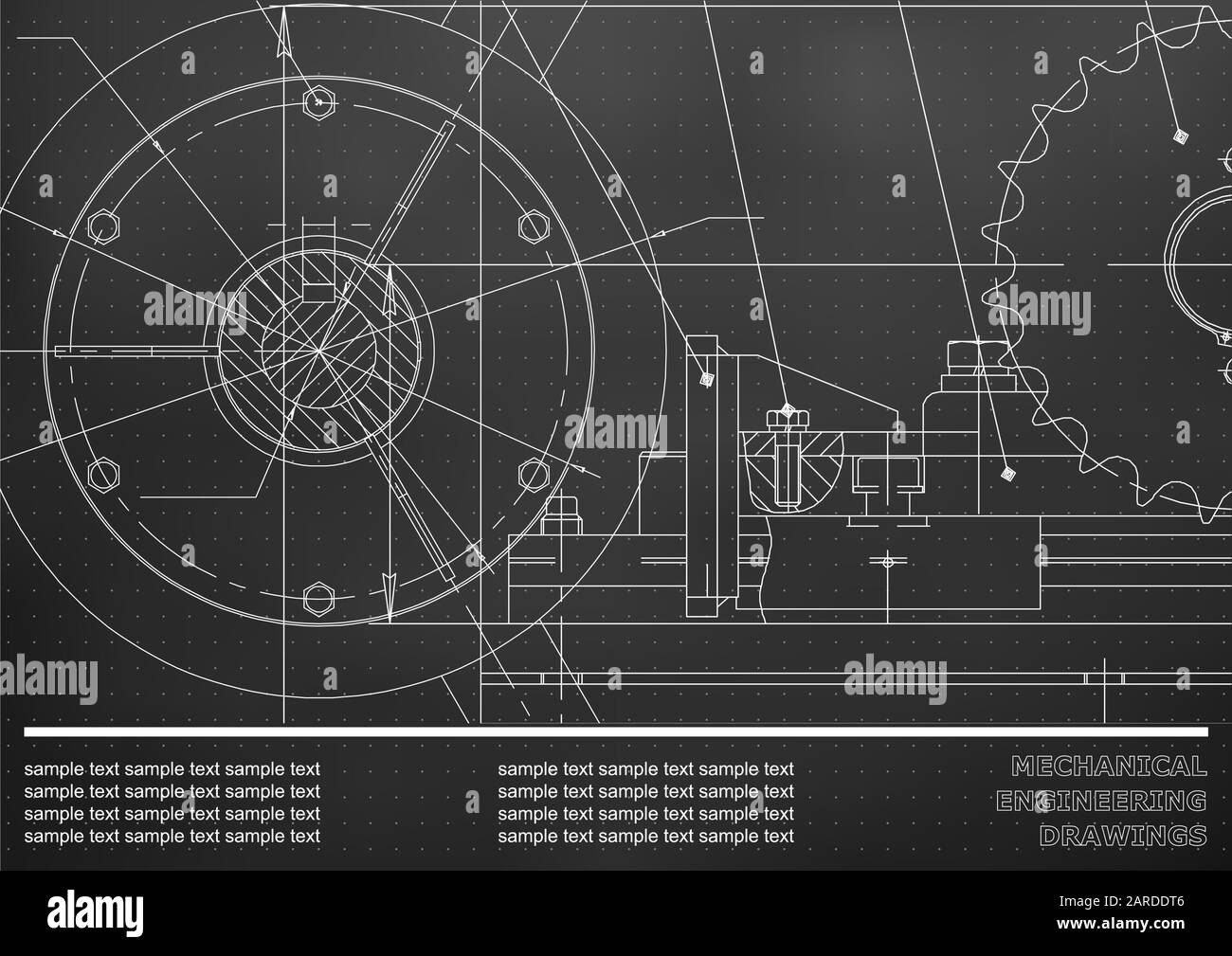 Vector drawing. Mechanical drawings. Engineering background. Black