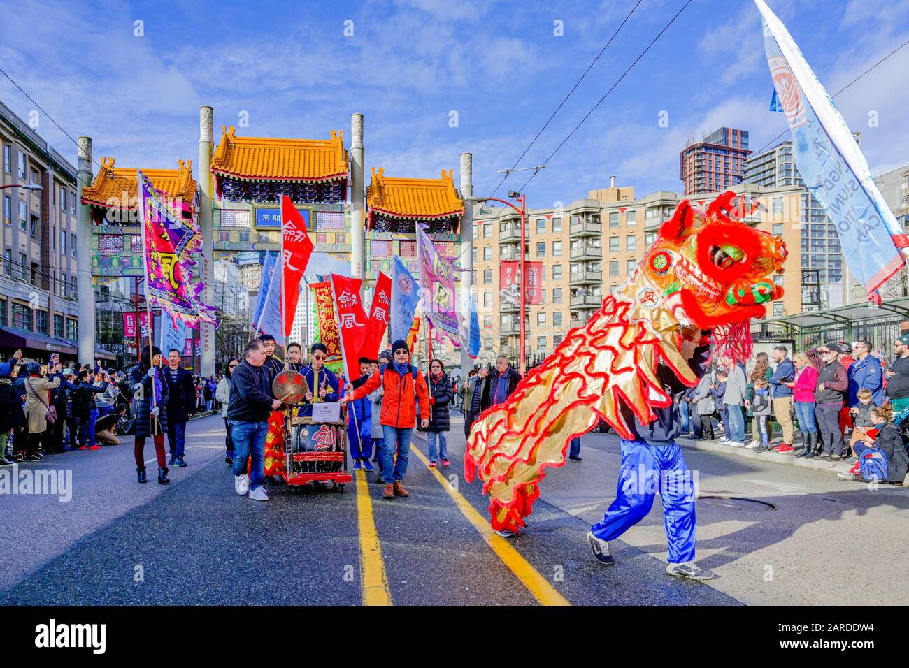 Chinese new year parade chinatown gate vancouver british columbia hi
