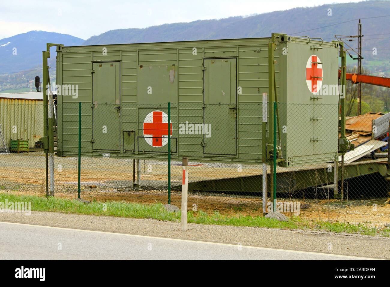 A field hospital in the temporary container medical emergency unit