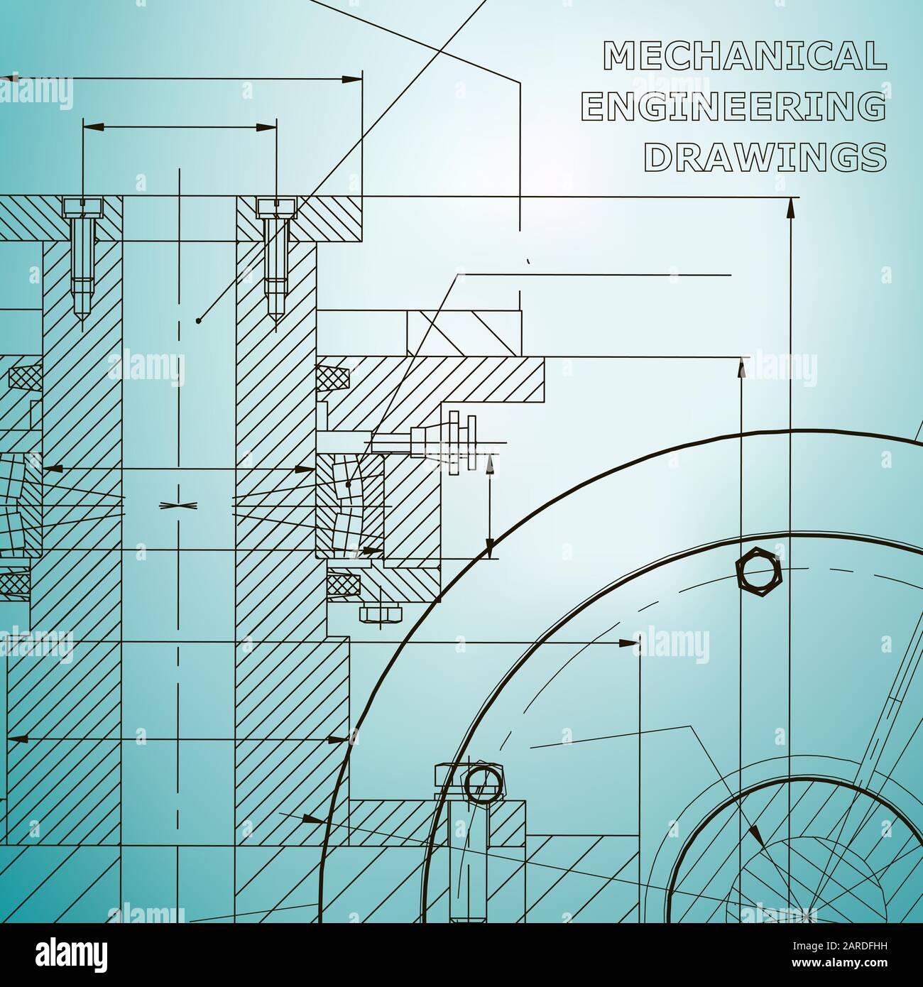 Backgrounds of engineering subjects. Technical illustration. Mechanical ...