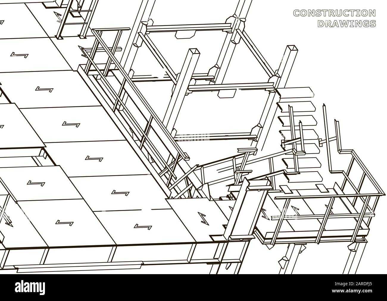 Building. Metal constructions. Volumetric constructions. 3D Stock Vector
