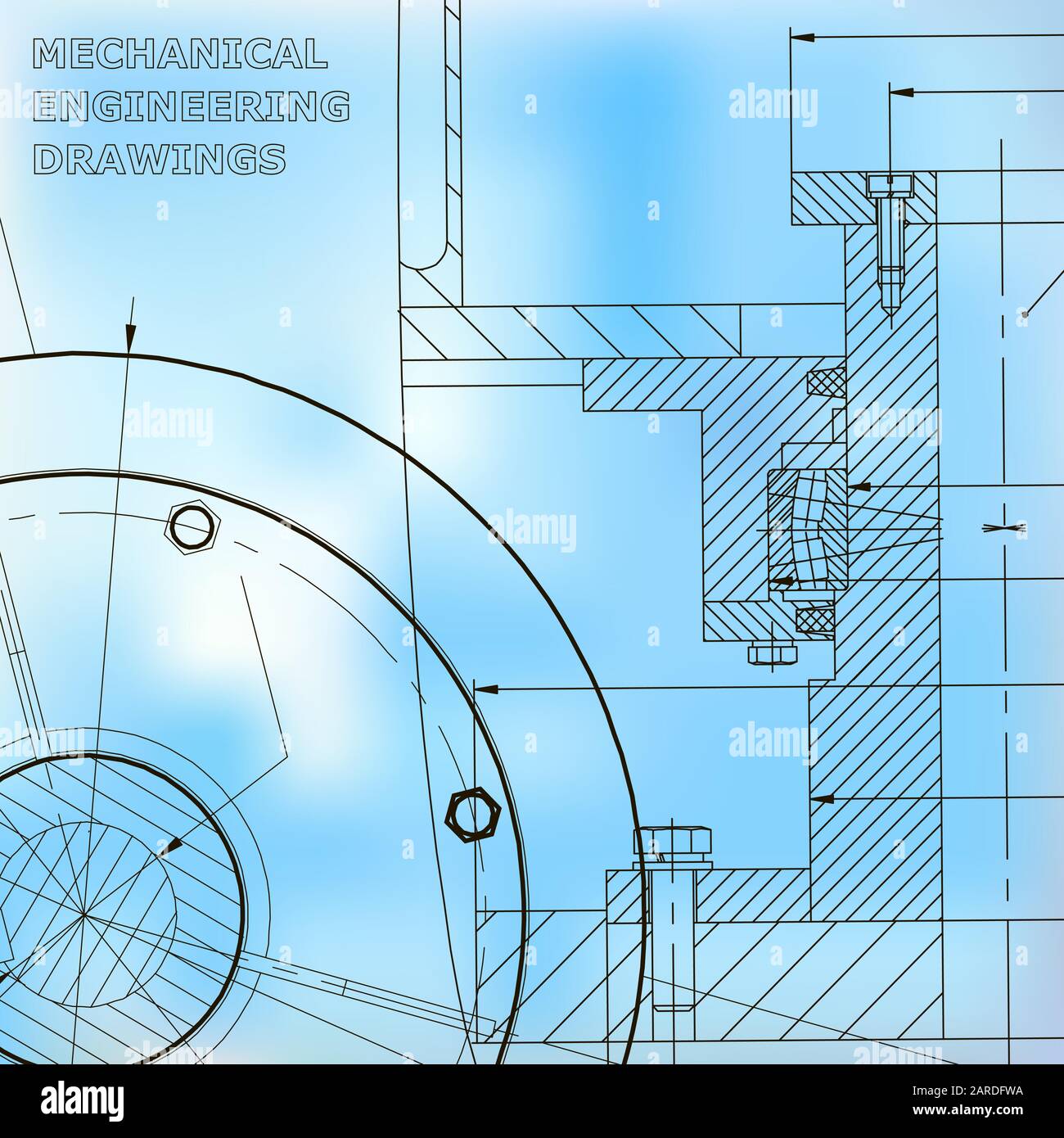 Backgrounds of engineering subjects. Technical illustration. Mechanical ...