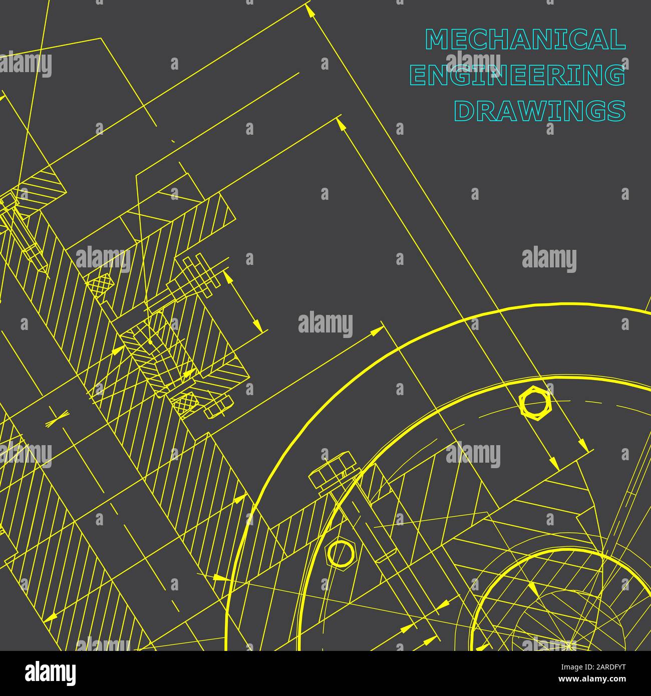 Backgrounds of engineering subjects. Technical illustration. Mechanical ...