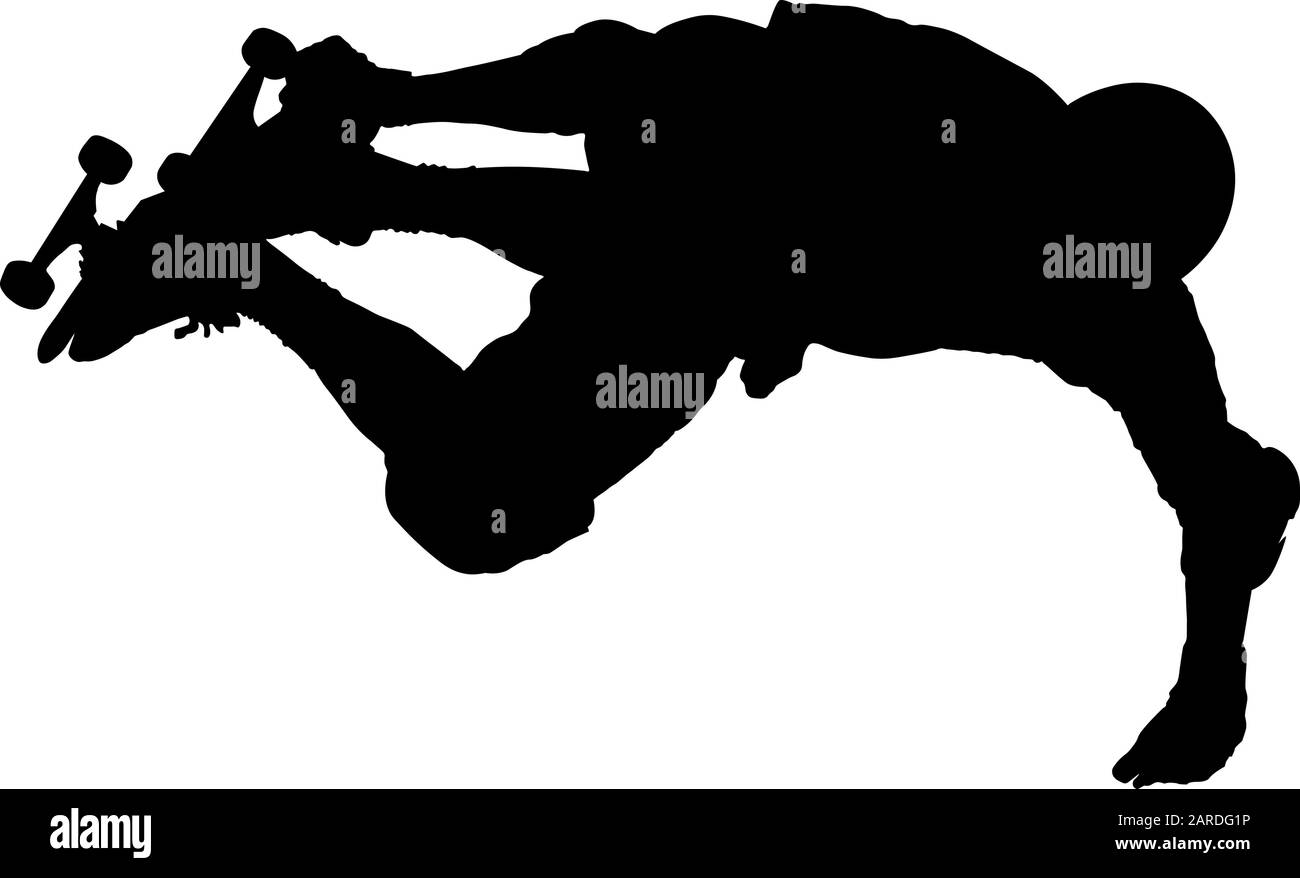 Skateboarder silhouette in black vector graphic Stock Vector