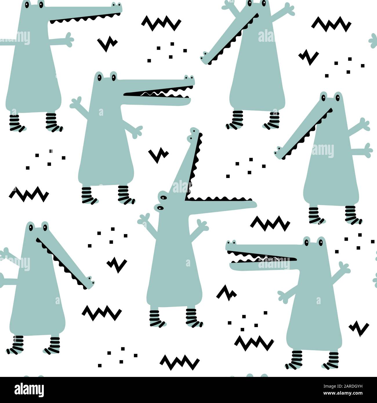 Seamless childish pattern with cute crocodiles. Vector Illustration ...