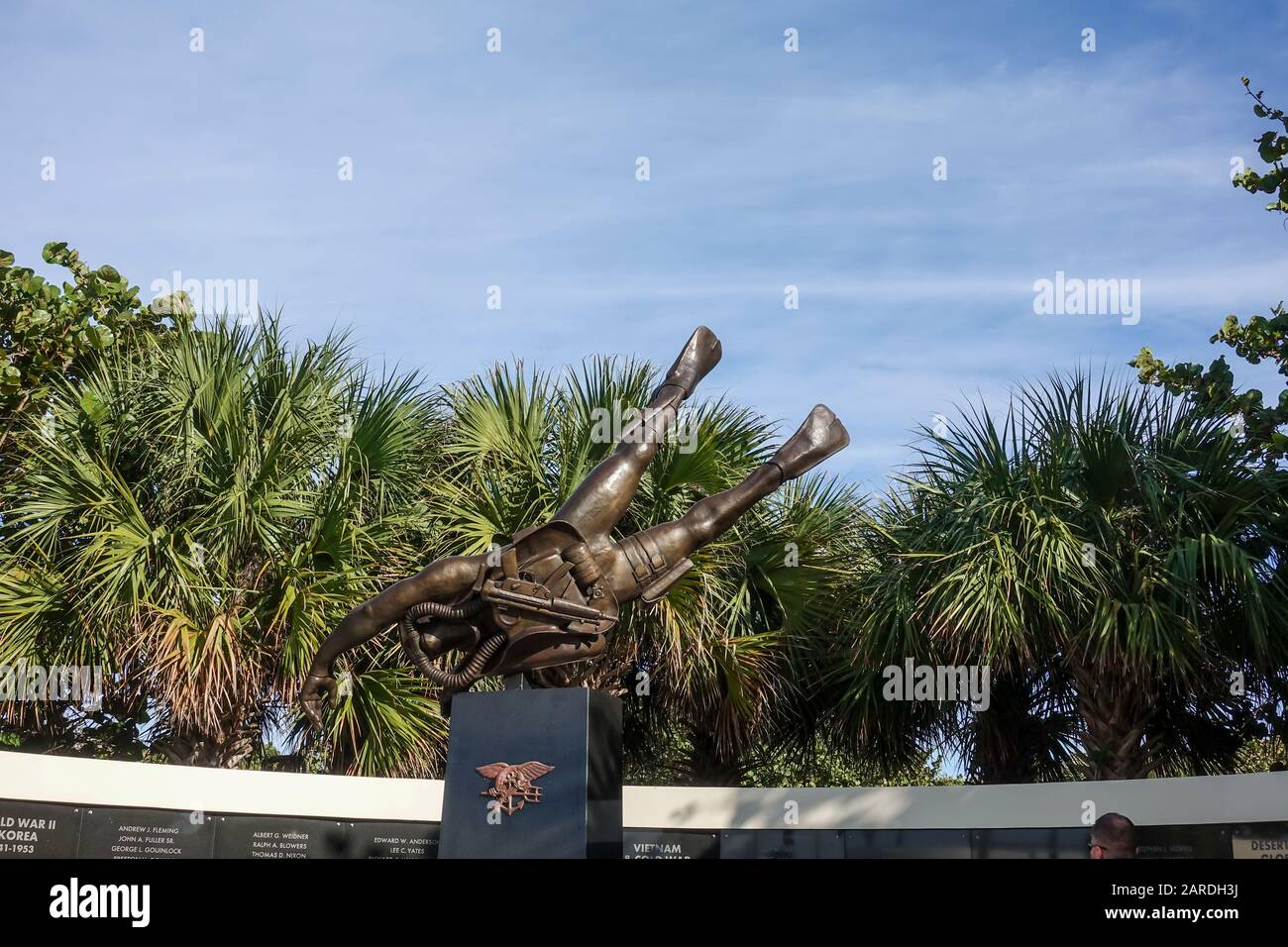 Ft. Pierce,FL/USA1/27/20 The Navy SEAL Memorial statue of a frogman