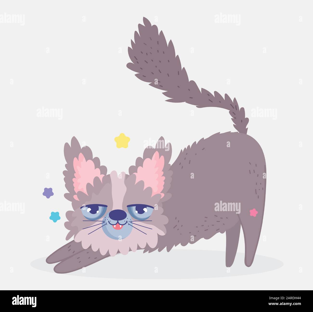 funny cat stretching domestic cartoon animal, cats pets vector illustration Stock Vector