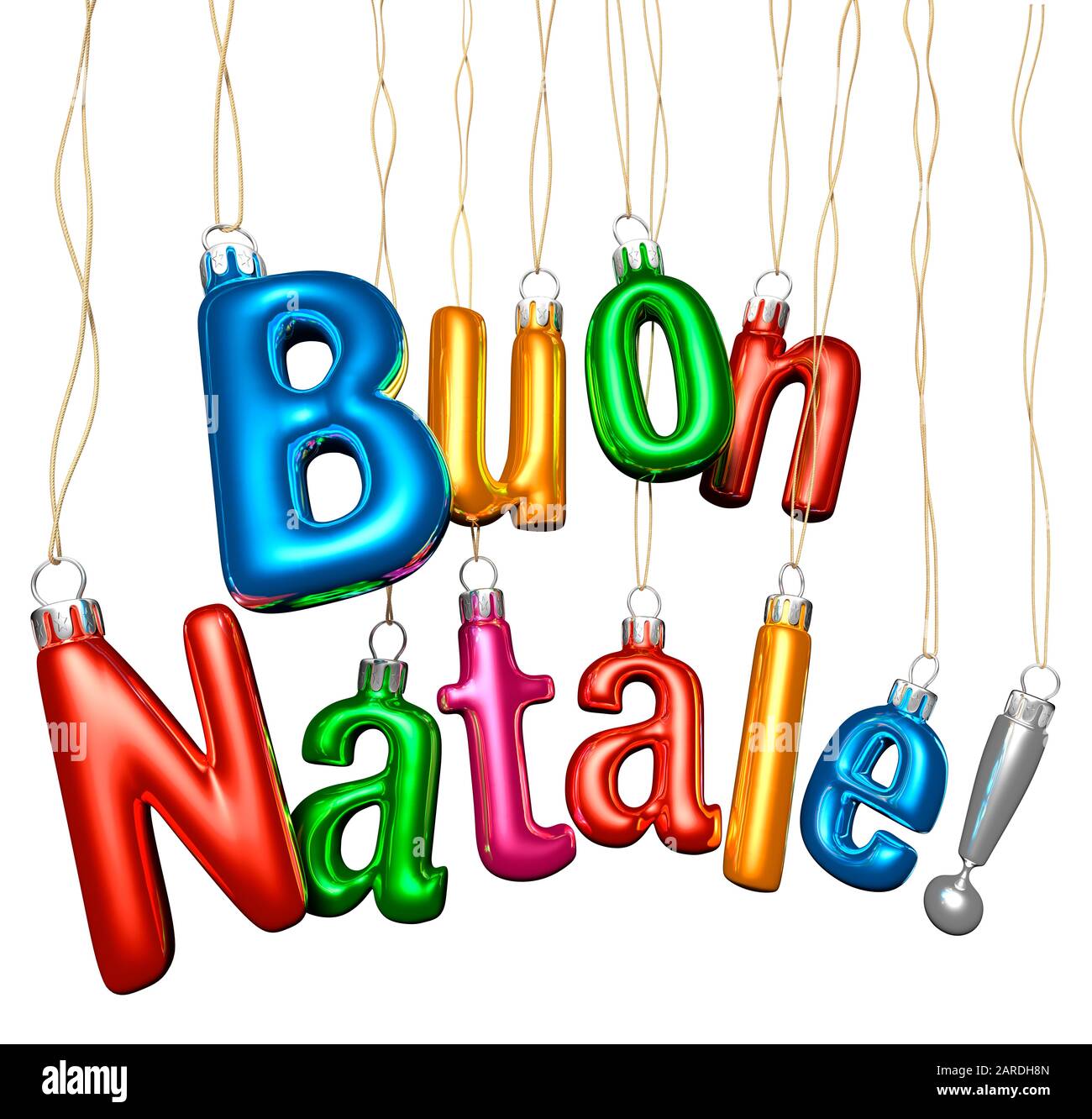 Buon Natale Wishes Italian.Buon Natale Christmas Typography Glass Baubles On A White Background Greeting Italian Stock Photo Alamy