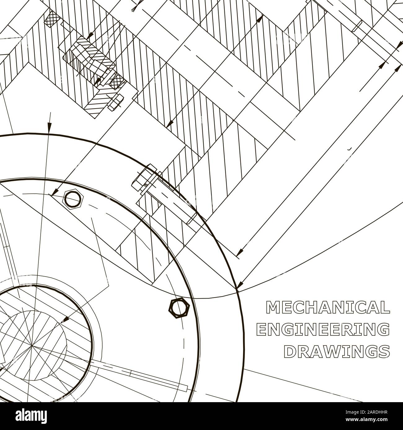 Backgrounds of engineering subjects. Technical illustration. Mechanical ...