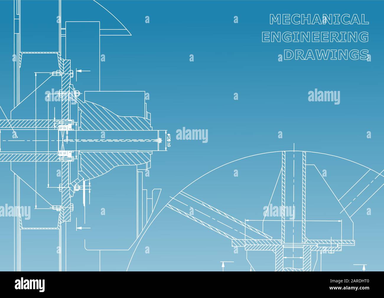 Mechanical engineering. Technical illustration. Blue and white Stock ...
