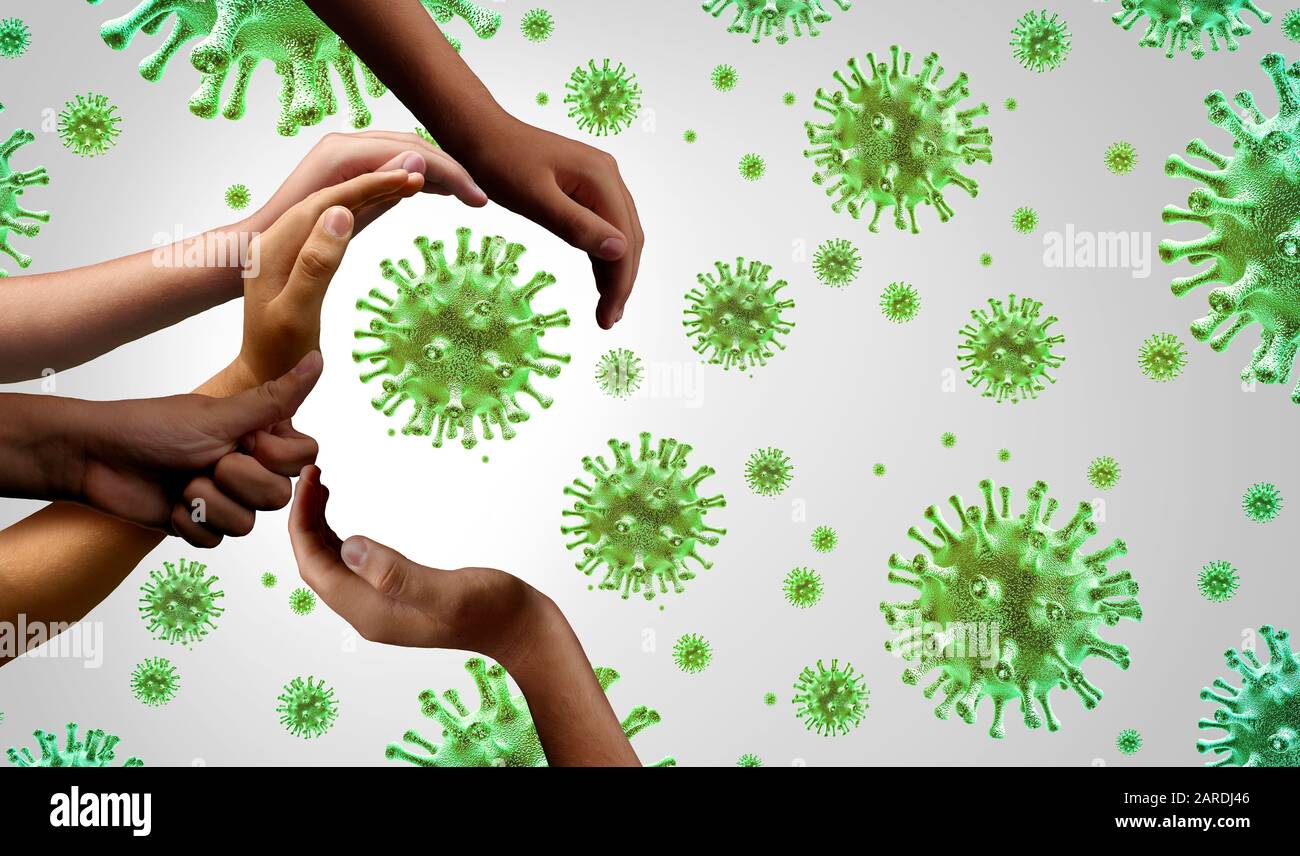 Coronavirus outbreak and coronaviruses influenza background as dangerous flu strain cases as a pandemic medical health risk concept with disease. Stock Photo