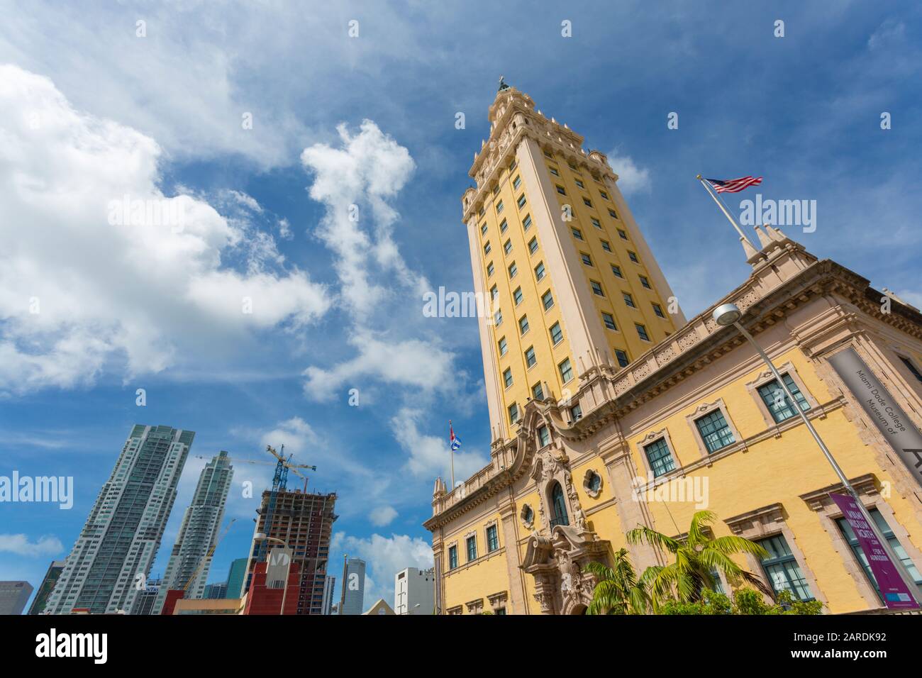 View from open top bus and Freedom Tower, Downtown Miami, Miami, Florida, United States of America, North America Stock Photo