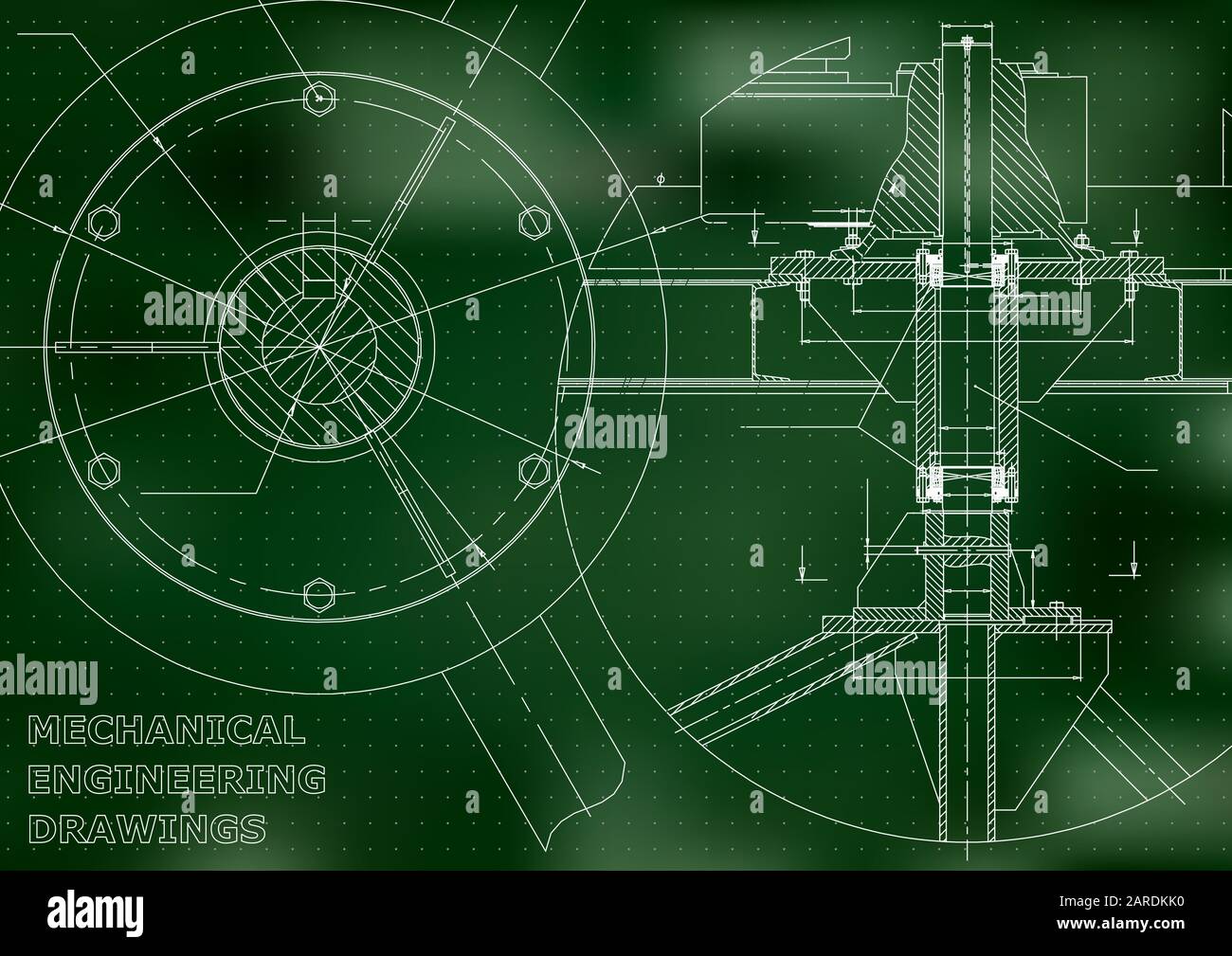 Mechanical engineering drawing. Green background. Points Stock Vector ...