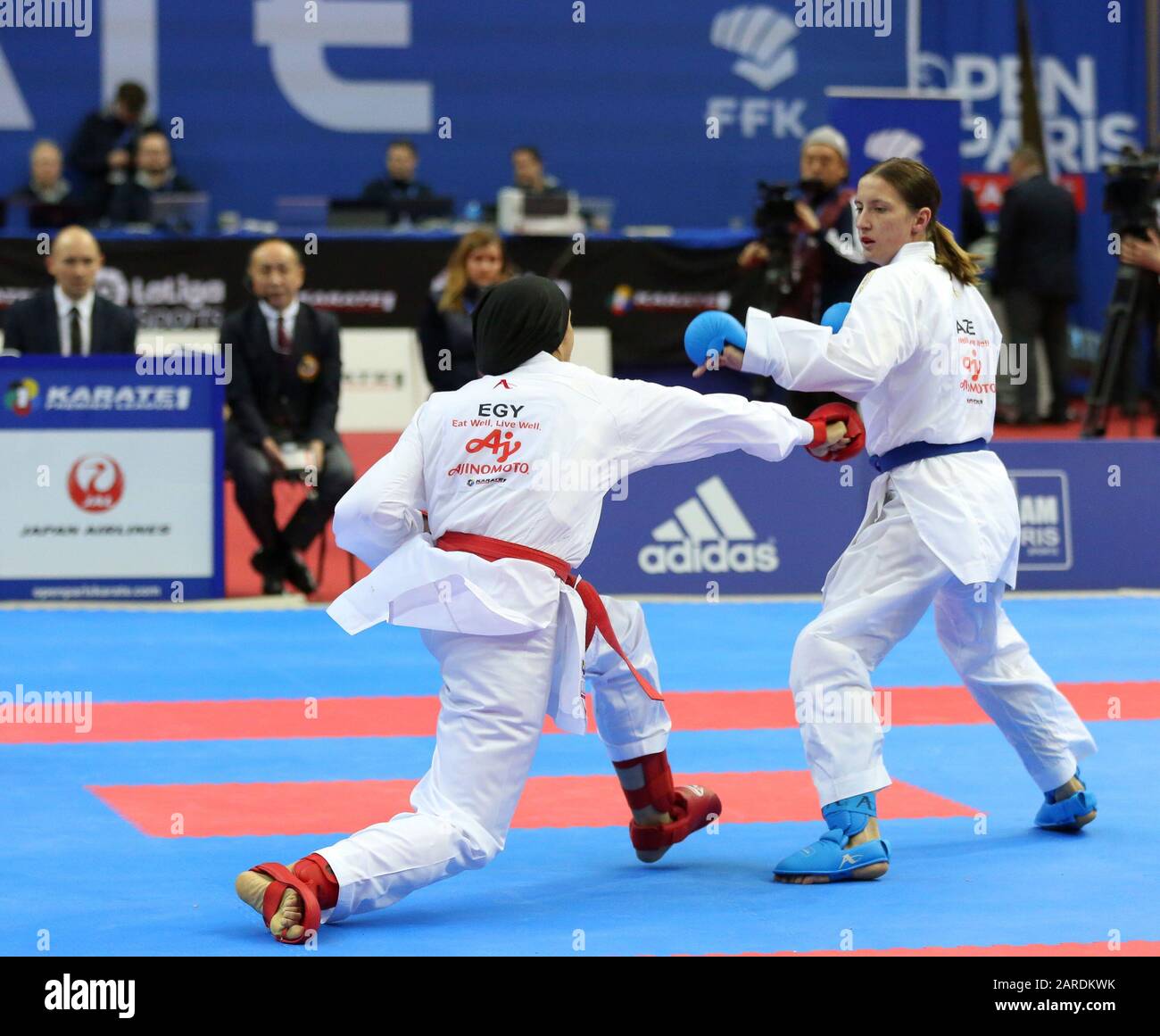 Paris France 26th Jan 2020 Feryal Abdelaziz Egypt Against Irina Zaretska Azerbaijan In The Final Of The Women S Kumite 68kg Photo Credit Mickael Chavet Alamy Live News Stock Photo Alamy