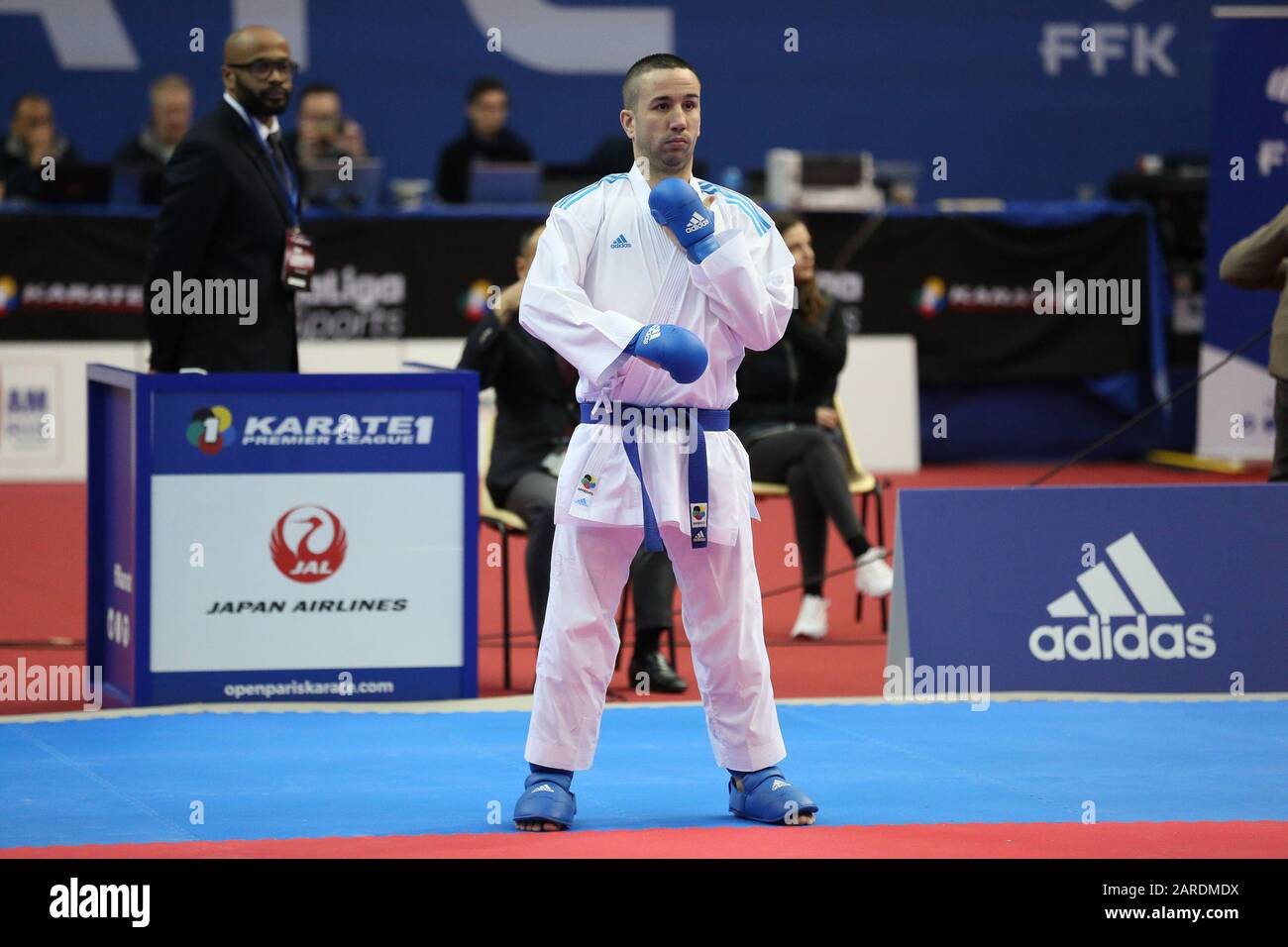 Paris, France . 26th Jan, 2020. Logan Da Costa (France) in the final of the  Men's Kumite -75kg (Photo Credit: Mickael Chavet/Alamy Live News Stock  Photo - Alamy