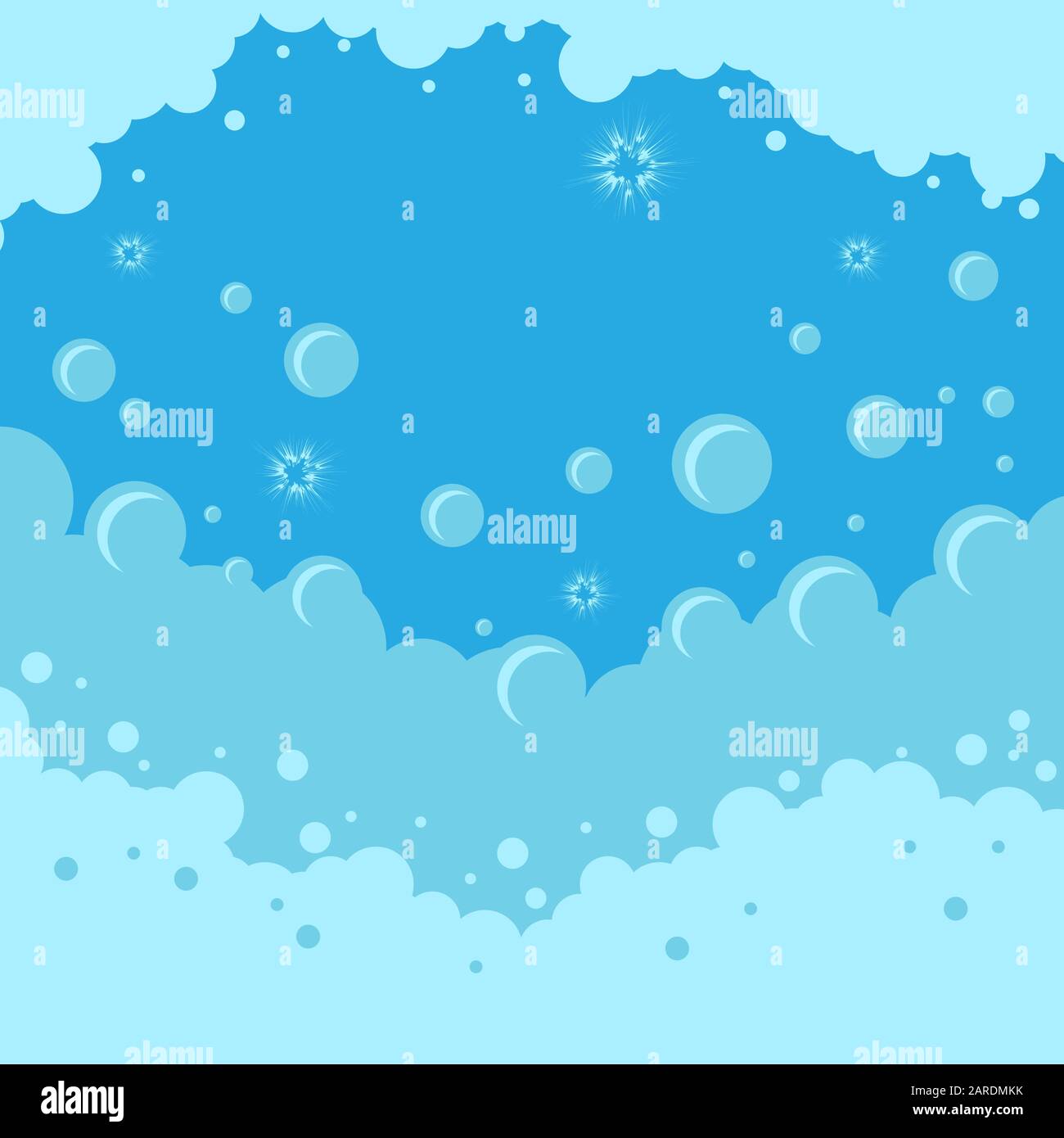 Circle Soap Bubbles Pattern on Blue Background Stock Vector